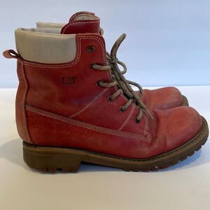 Caterpillar Red Lace Up Leather Boots Size38 US Size 8